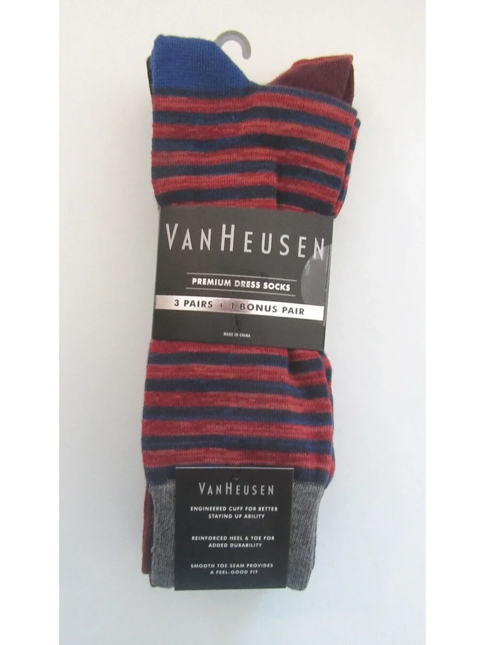 Van Heusen Premium Crew Dress Socks Red Polka Dot / Assorted 4 Pack NWT